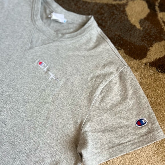 Champion Boyfriend Tee Dress, Womens L, Gray Mid Weight Cotton Logo Crewneck - Picture 4 of 7